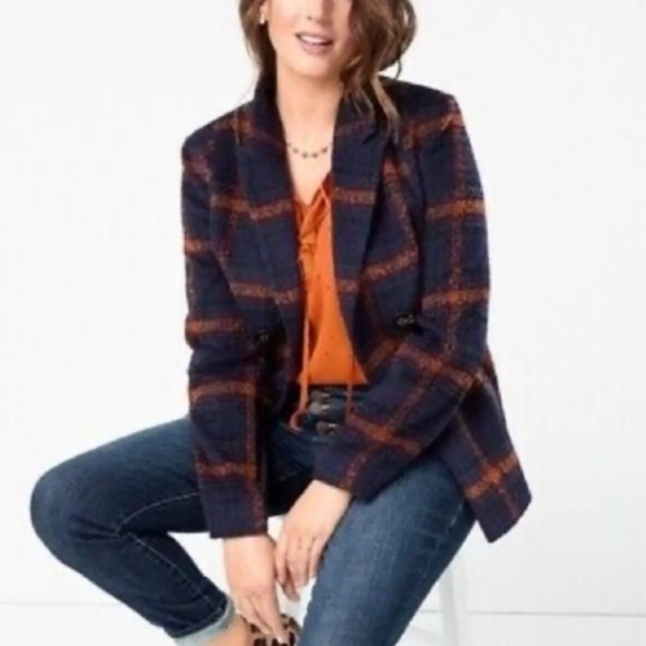 Cabi Checkmate Plaid Double Breasted Jacket Size Medium - Picture 1 of 7